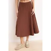 Trendyol TRENDYOLMİLLA Dam Brun Enfärgad Midi A-linje Skater Kjolar