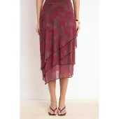Trendyol TRENDYOLMİLLA Dam Vinröd Blommig Midi Asymmetrisk A-linje Kjolar