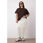 Trendyol Dam Ecru Enfärgad Maxi Plus size Kjolar