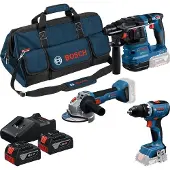 Bosch Gsr18v-65+gws18v-8+gbh18v-22+2x4.0ah +ga Elektriskt Verktygssats