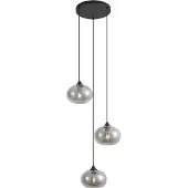 QAZQA Art Deco Hänglampa svart med rökglas 3-ljus rund - Busa