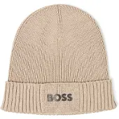 BOSS Cotton-blend beanie with rubber-printed logo