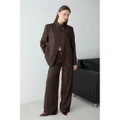 Trendyol TRENDYOLMİLLA Dam Brun Randig Lång Oversize Kavajer