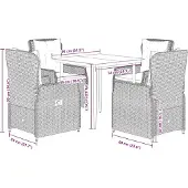 vidaXL Matgrupp för trädgården med dynor 5 delar beige konstrotting