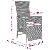 vidaXL Matgrupp för trädgården med dynor 9 delar beige konstrotting