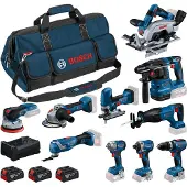 Bosch 18v 10 Toolkit + 3x5.0ah+gal+l-bag Elektriskt Verktygssats