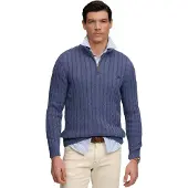 Superdry för män. M6110731A Preppy Cable Half-ziptröja i blått (XL), Casual, Bomull