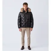 Blauer för män. 26WBLUC03065 Wavefur vadderad jacka svart (M), Casual, Polyamid