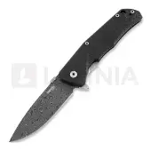Lionsteel TRE Carbon Fiber fällkniv, Raindrop Damascus