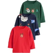 Next T-shirt 'Christmas' marinblå / vass / röd / off-white