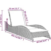 vidaXL Solsäng med dyna brun 60x205x73 cm konstrotting