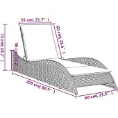vidaXL Chaise Longue med Kuddar, Vila med Justerbart Ryggstöd, Solsäng, Utomhus Trädgårdsmöbel, Modern, 368280