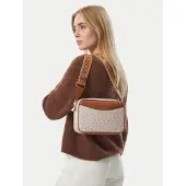 Michael Kors för kvinnor. 32F6G22C9B Stor Bev axelväska med beige logotyp (OSFA), Casual, PVC, Polyuretan