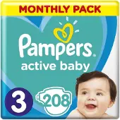 Pampers Active Baby str. 3, 6-10 kg, 208 st.