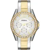 Fossil Analog klocka 'Riley' guld / svart / silver / vit