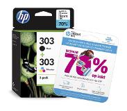 HP 3YM92AE HP 303 Tri Color & Svart bläck 2-pack