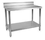 Royal Catering Rostfri arbetsbänk - 120 x 60 cm - Skyddskant - 137 lastkapacitet