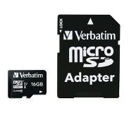 Verbatim 16GB MicroSDHC Minneskort med adapter, Class 10