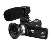 Slowmoose Videokamera-4k wifi 48mp inbyggd fyllningsljus pekskärm vlogging för digbute video digital kamera - AF1-objektiv / 128g SD-kort