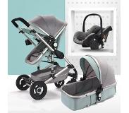 Slowmoose Barnvagn 3 i 1 lyx resvagn barnvagn korg baby bilstol och vagn