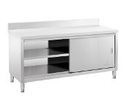 Royal Catering Rostfritt arbetsbord - 180 x 60 cm - Skyddskant - 600 kg lastkapacitet