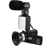 Slowmoose Videokamera-4k wifi 48mp inbyggd fyllningsljus pekskärm vlogging för digbute video digital kamera - AF1-objektiv / 128g SD-kort