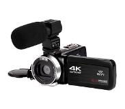 Slowmoose Videokamera-4k wifi 48mp inbyggd fyllningsljus pekskärm vlogging för digbute video digital kamera - AF1-objektiv / 128g SD-kort