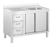 Royal Catering Diskbänksbord - 1 diskho - Royal Catering - Rostfritt stål - 400 x 400 x 300 mm