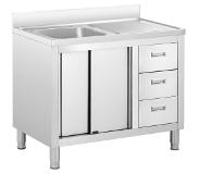 Royal Catering Diskbänksbord - 1 diskho - Royal Catering - Rostfritt stål - 400 x 400 x 300 mm