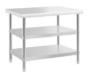 Royal Catering Rostfri arbetsbänk - 100 x 70 x 5 cm - 190 kg - 2 underhyllor - Royal Catering