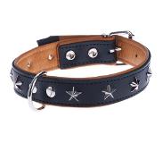 Heim Stars läderhalsband, svart/beige - Storlek 50: 38 - 46 cm halsomfång