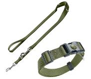 Hunter Set: sele London Vario Rapid + koppel London, olivgrön - sele stl. XXS-XS + koppel200cm/15mm HUNTER hund