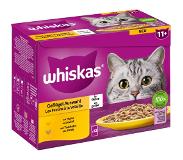 Whiskas 48x85g Senior 11+: Fjäderfäurval i gelé Whiskas våtfoderkatt 36+12 på köpet!