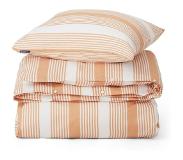 Lexington Striped Cotton Sateen Bäddset 220x220 Cm Vit / Beige - Bäddset Bomullssatin Vit - 12230206-2600-S305