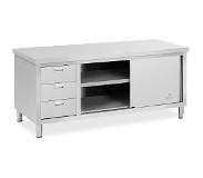 Royal Catering Rostfri arbetsbänk - 200 x 70 x 85 cm - Royal Catering - 600 kg lastkapacitet - 3 lådor