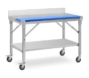Royal Catering Rostfri arbetsbänk med skärbräda i plast - 120 x 70 cm - Skyddskant - 200 kg lastkapacitet - Royal Catering