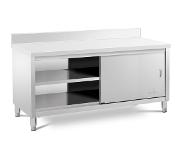 Royal Catering Rostfri arbetsbänk - 180 x 70 cm - Skyddskant - 600 kg lastkapacitet
