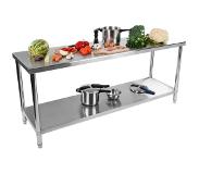 Royal Catering Rostfri arbetsbänk - 200 x 60 cm - 195 kg lastkapacitet
