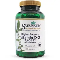 Swanson Health D3-vitamin, 2 000 IE, 250 kapslar