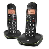 Doro PhoneEasy 100W Duo - Trådlös telefon med nummerpresentation - DECT\GAP - svart + 1 extra handuppsättning