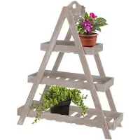 Progarden blomsterställ i trä, ställning/hylla DRABINKA 3-nivå steg, för blommor, örter, växter, krukor