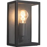 QAZQA Industriell utomhusvägglampa svart med glas 25,5 cm IP44 - Rotterdam