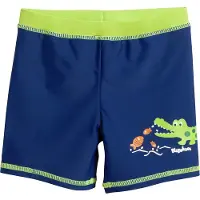 Playshoes Badshorts 'Krokodil' royalblå / neongrön / pastellorange
