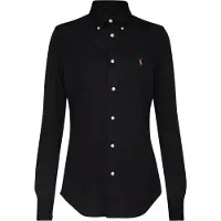 Ralph Lauren för kvinnor. 211664427010 Slim fit oxfordskjorta i svart bomullsjersey (XS), Casual, Lång ärm