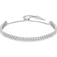 Swarovski Subtil Klassisk Helt Diamant Dubbelkedja Justerbart Armband Damarmband Vitguld 5221397 Box (Random Color)
