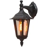 Konstsmide Vägglampa utomhus FIRENZE, Svart, Aluminium / grå / zink, Lantlig / rustik, Utomhusvägglampa