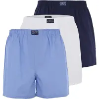 Ralph Lauren för män. 714610864001 Set om 3 boxershorts i bomull blå, marinblå, vit (S), Hemkläder, Marino