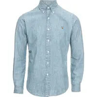 Ralph Lauren för män. 710548538001 Blå Chambrayskjorta med smal passform (M), Casual, Bomull, Denim, Lång ärm