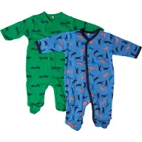 Pippi Baby Pippi Pyjamasdräkter M/f - 2-pack - Grön/Blå m. Tryck - - 56 - Pyjamasdräkt