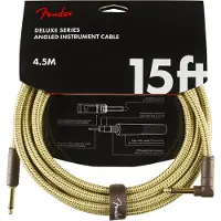 Fender Deluxe 4.5 m Rak / Vinklad Instrumentkabel Tweed